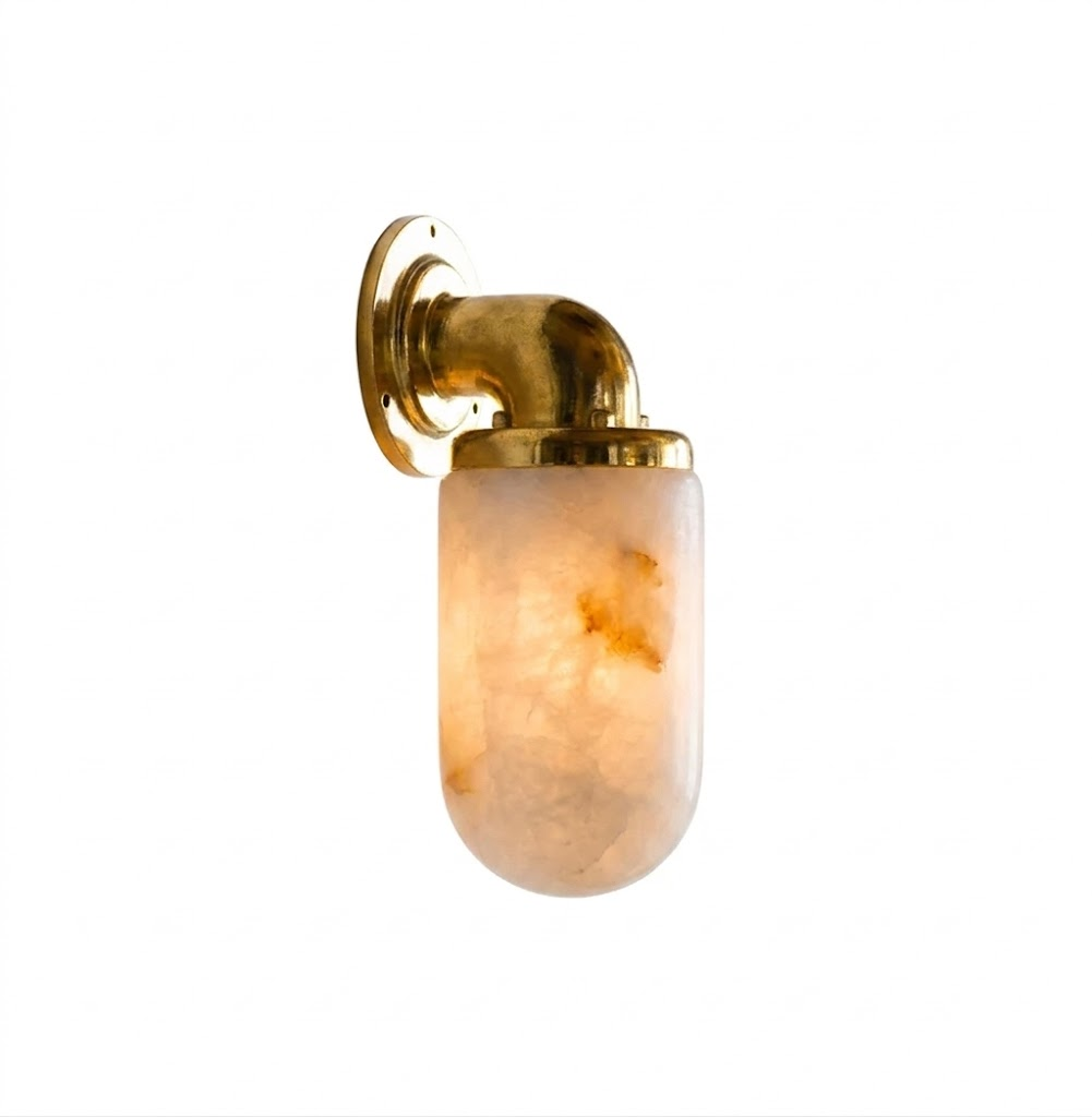 Marine wandlamp van met albasten kap