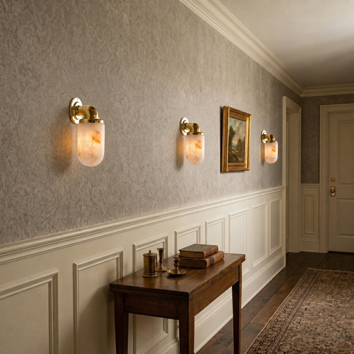 Marine wandlamp van met albasten kap