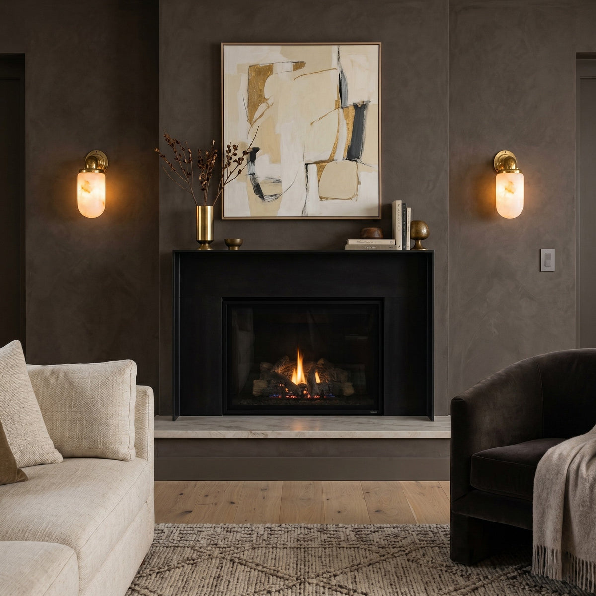 Marine wandlamp van met albasten kap