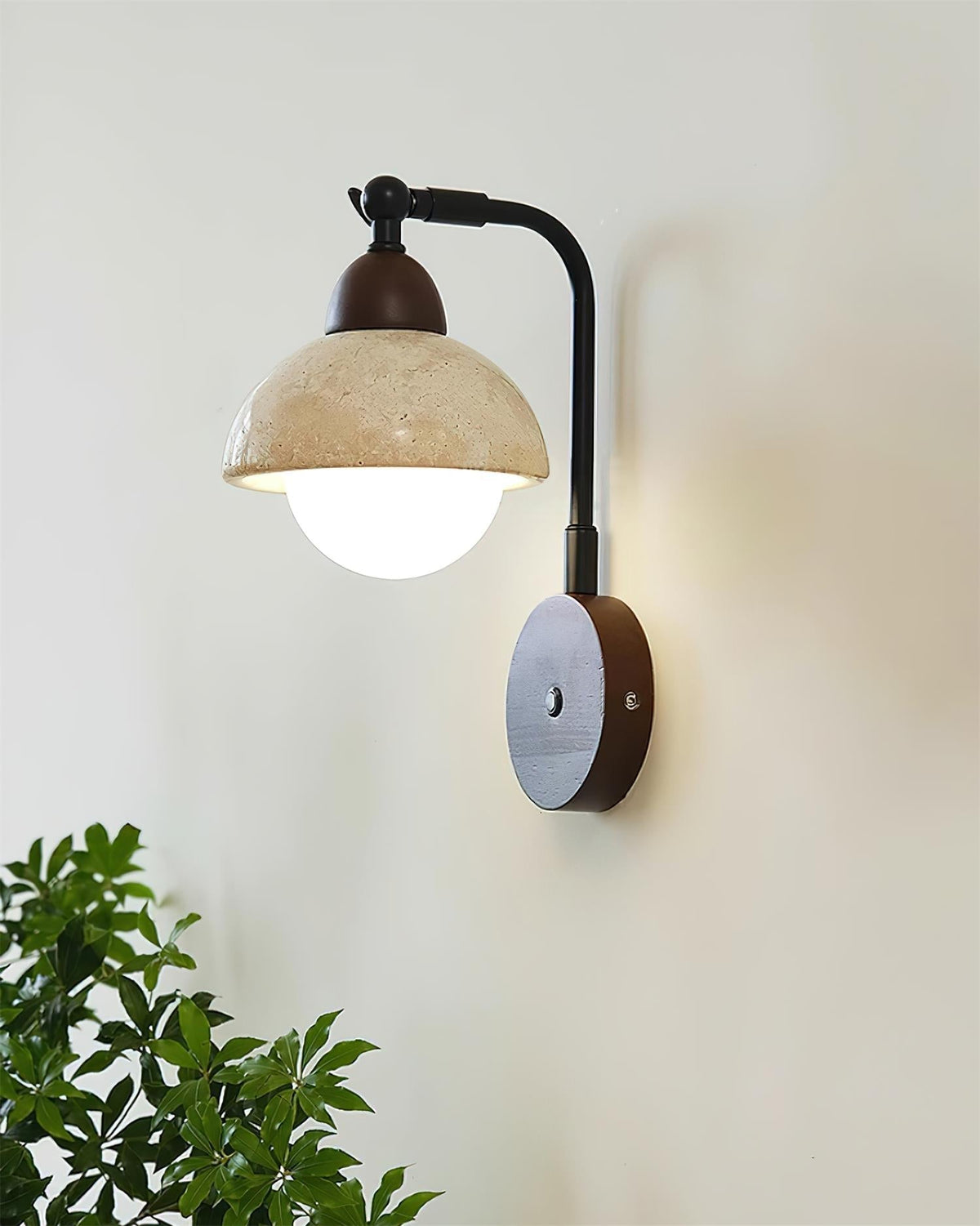 Tavalielle wandlamp travertin Wit Opalescent Bol