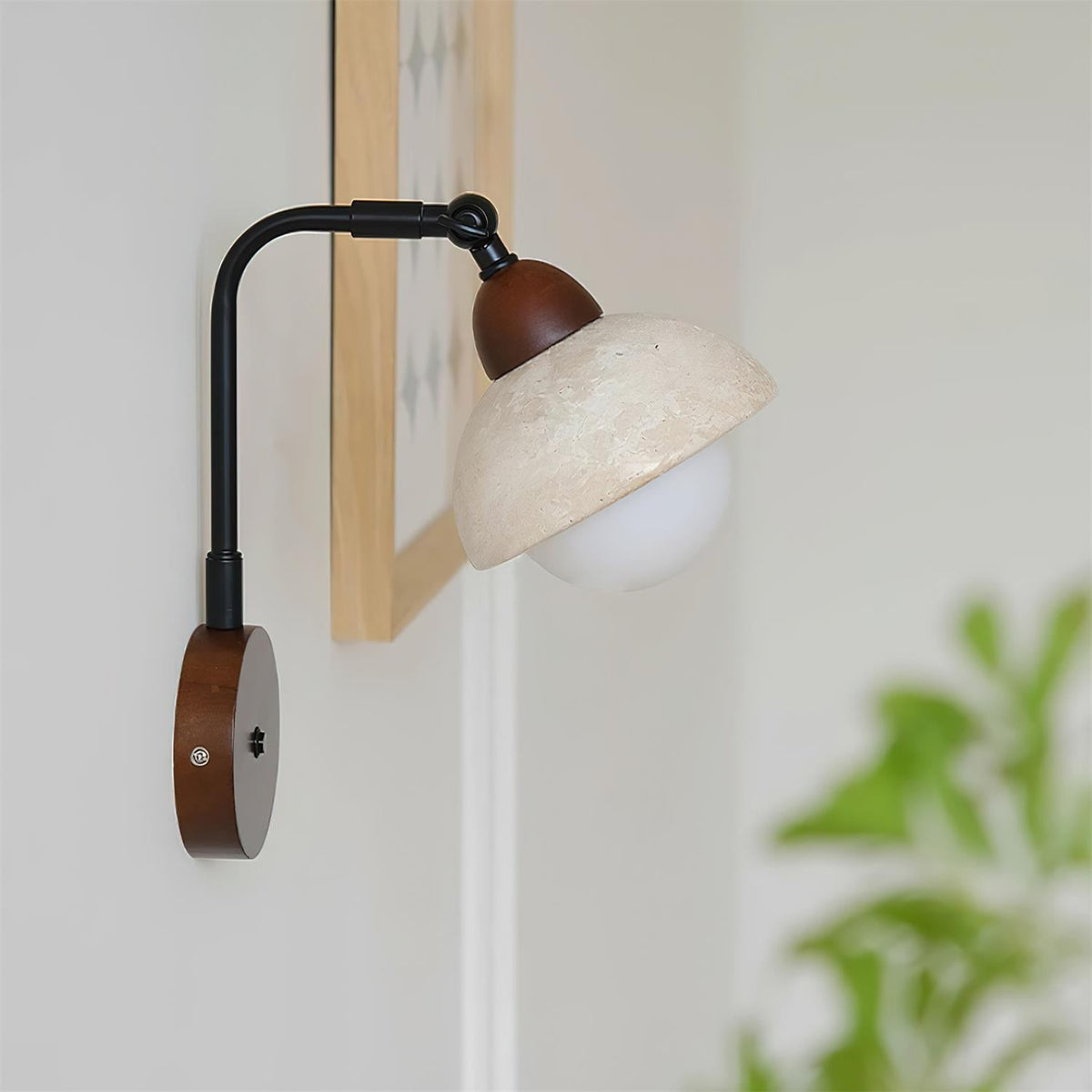 Tavalielle wandlamp travertin Wit Opalescent Bol