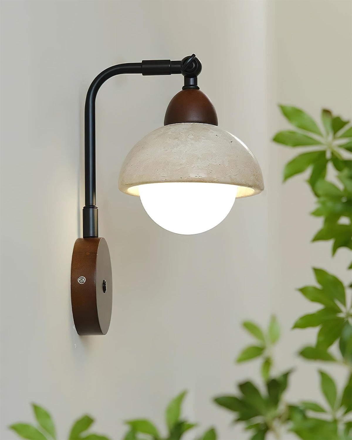 Tavalielle wandlamp travertin Wit Opalescent Bol