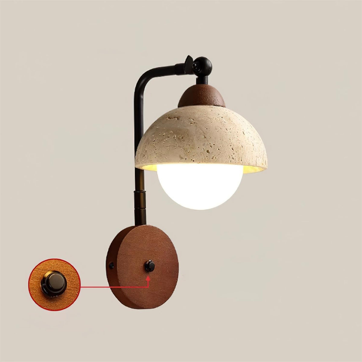 Tavalielle wandlamp travertin Wit Opalescent Bol