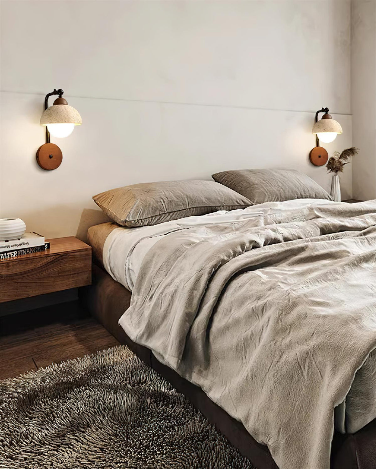 Tavalielle wandlamp travertin Wit Opalescent Bol