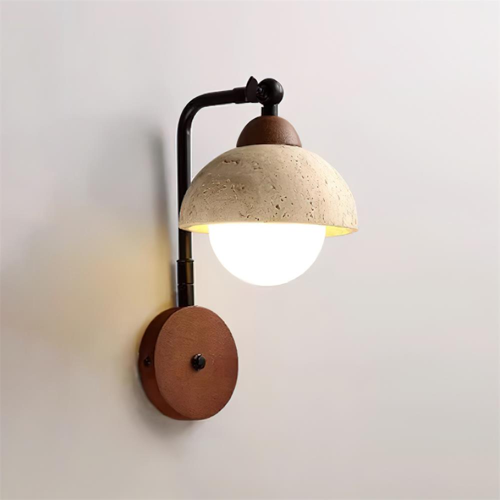 Tavalielle wandlamp travertin Wit Opalescent Bol