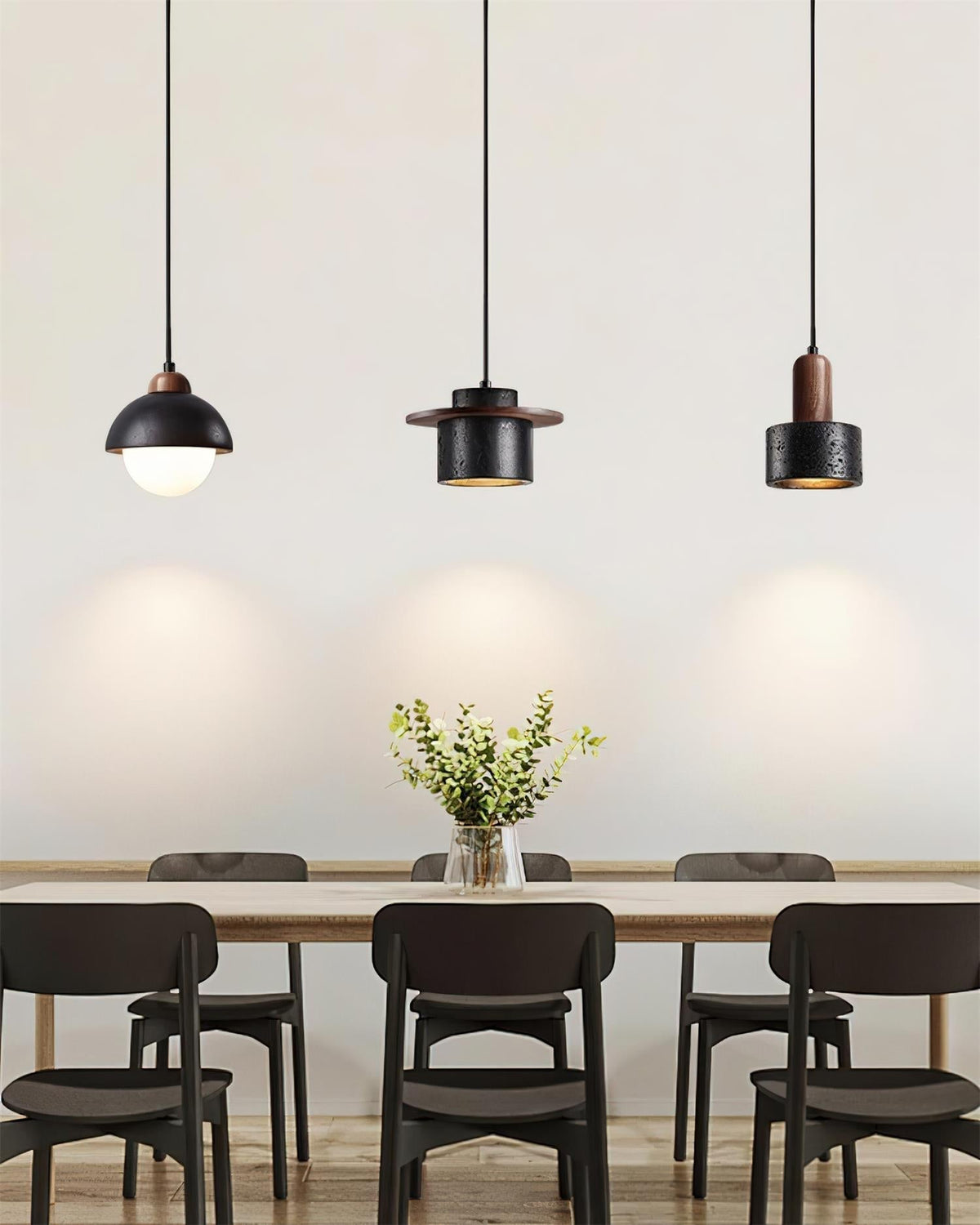 Valoelia zwarte travertin hanglamp set
