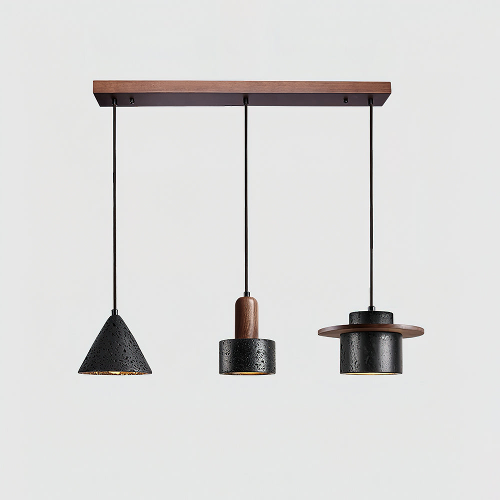 Valoelia zwarte travertin hanglamp set