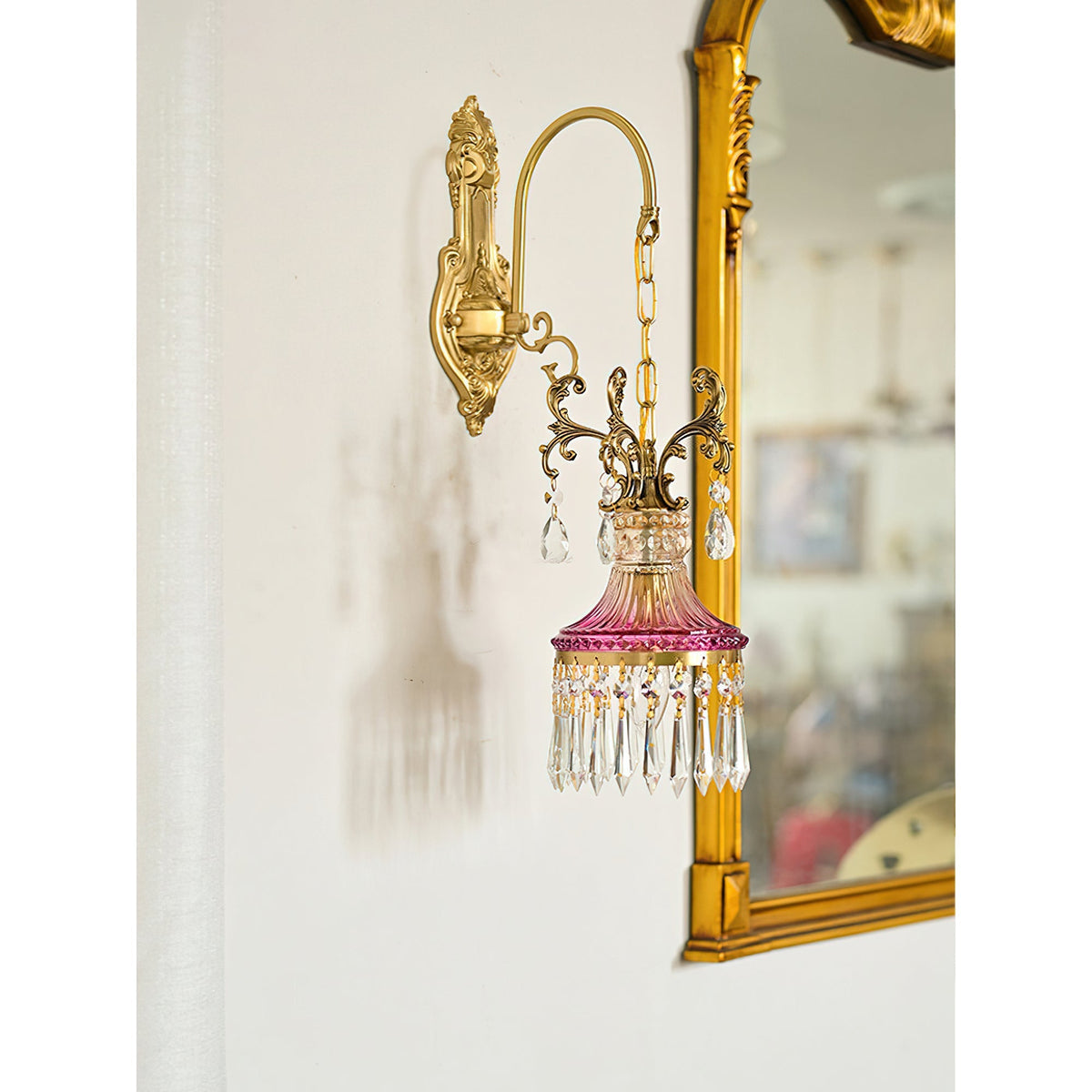 Marquise kristallen wandlamp met antiek en oranje afwerking
