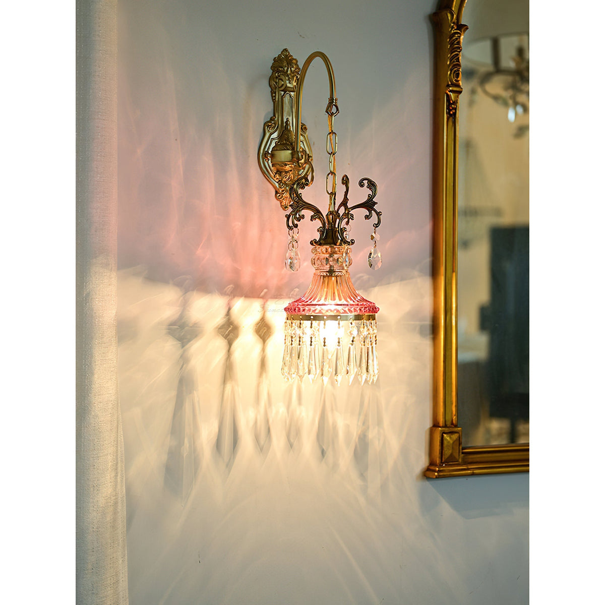 Marquise kristallen wandlamp met antiek en oranje afwerking