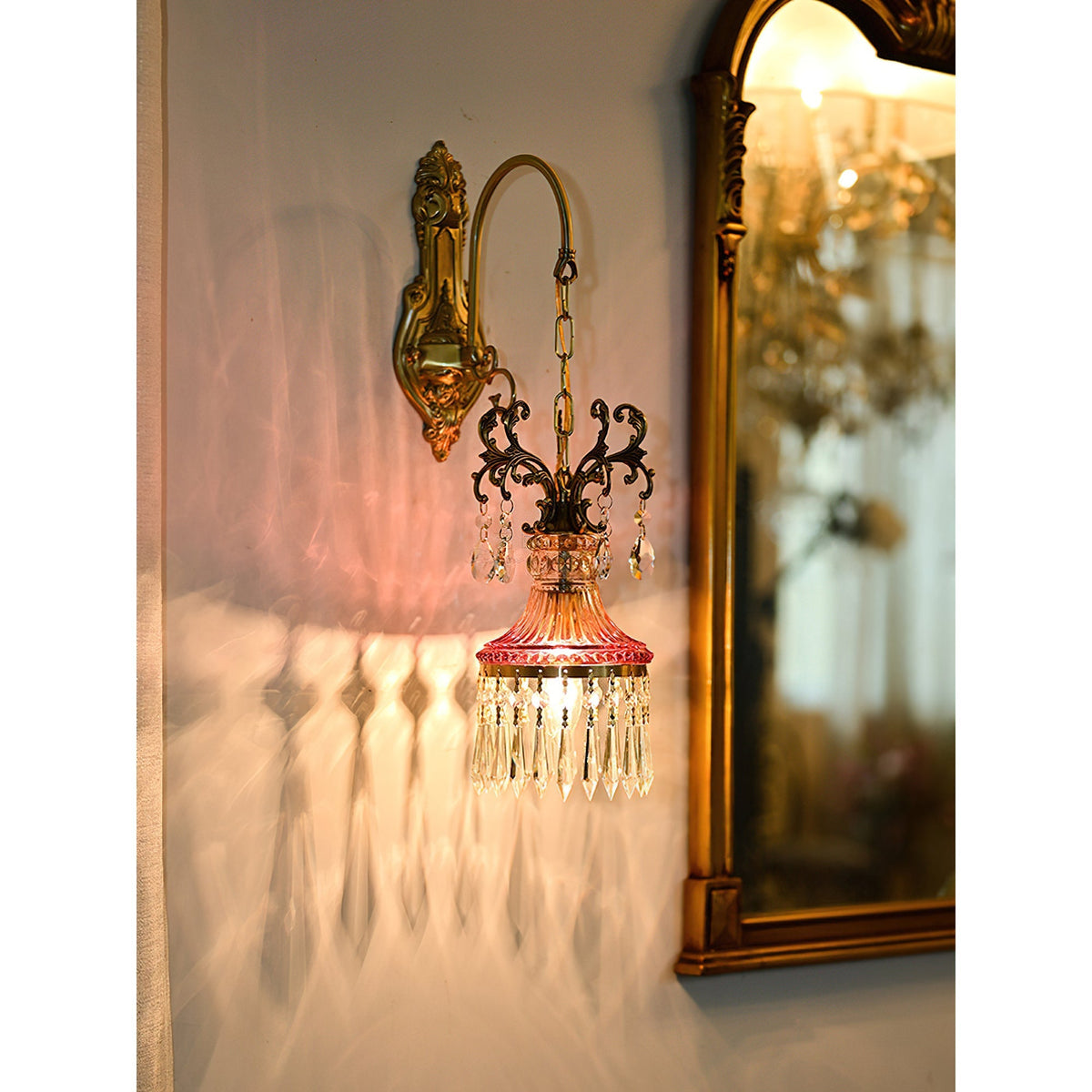 Marquise kristallen wandlamp met antiek en oranje afwerking