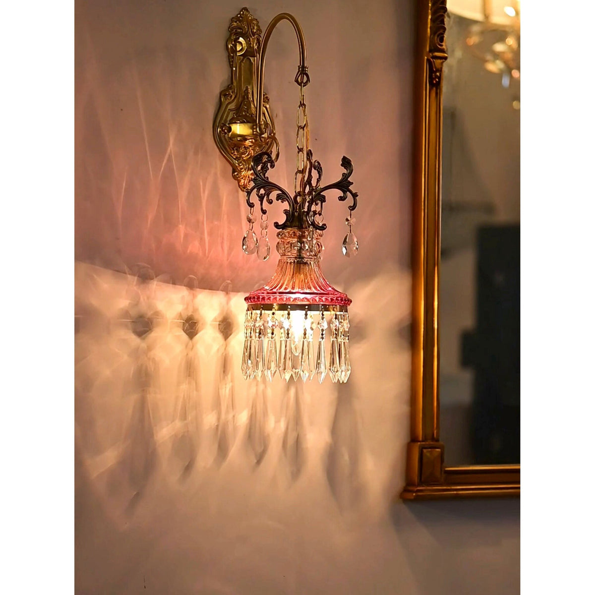 Marquise kristallen wandlamp met antiek en oranje afwerking