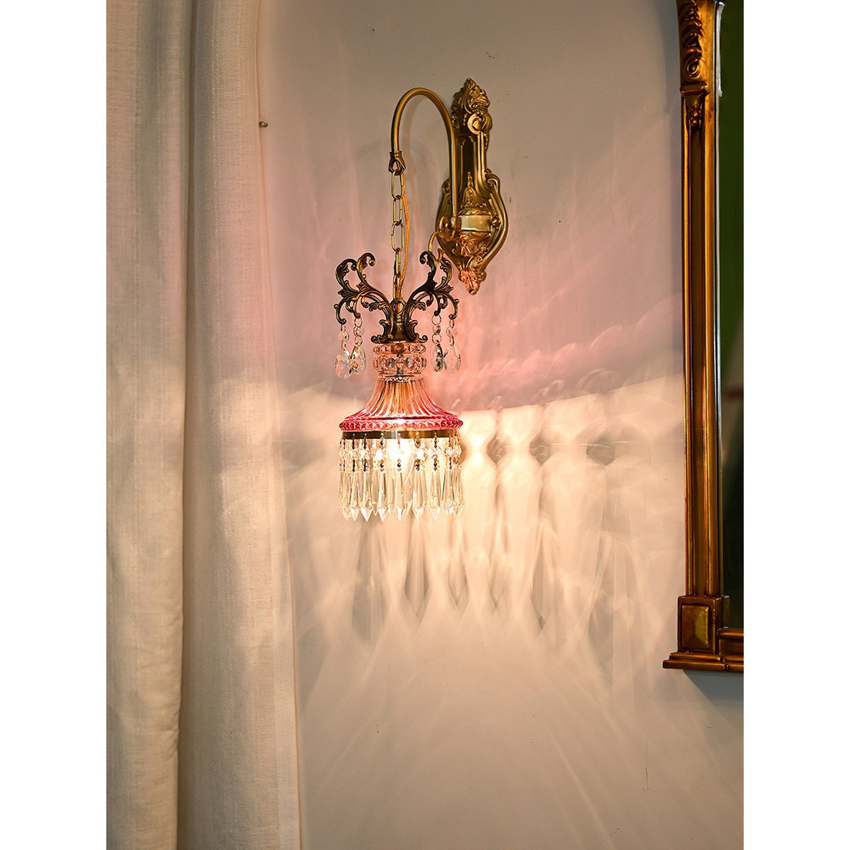 Marquise kristallen wandlamp met antiek en oranje afwerking