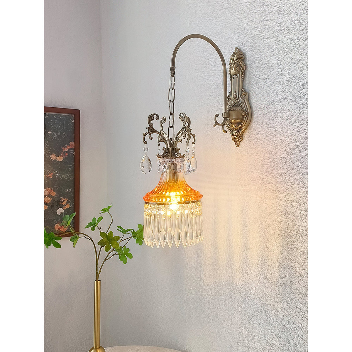Marquise kristallen wandlamp met antiek en oranje afwerking