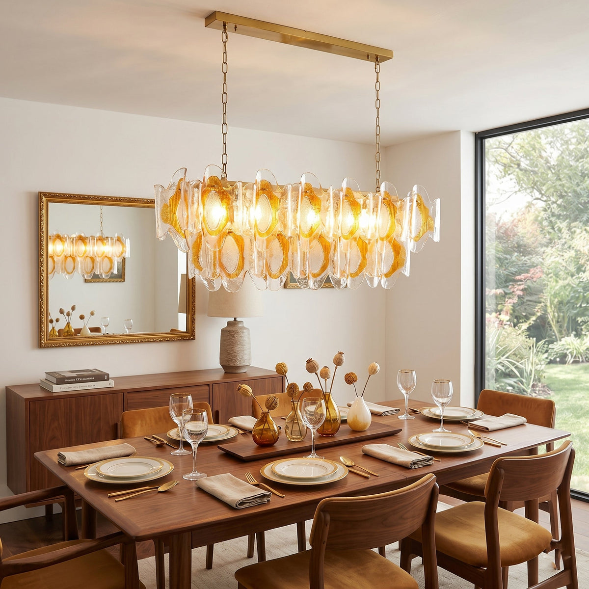 Liorueon lange kroonluchter van glas