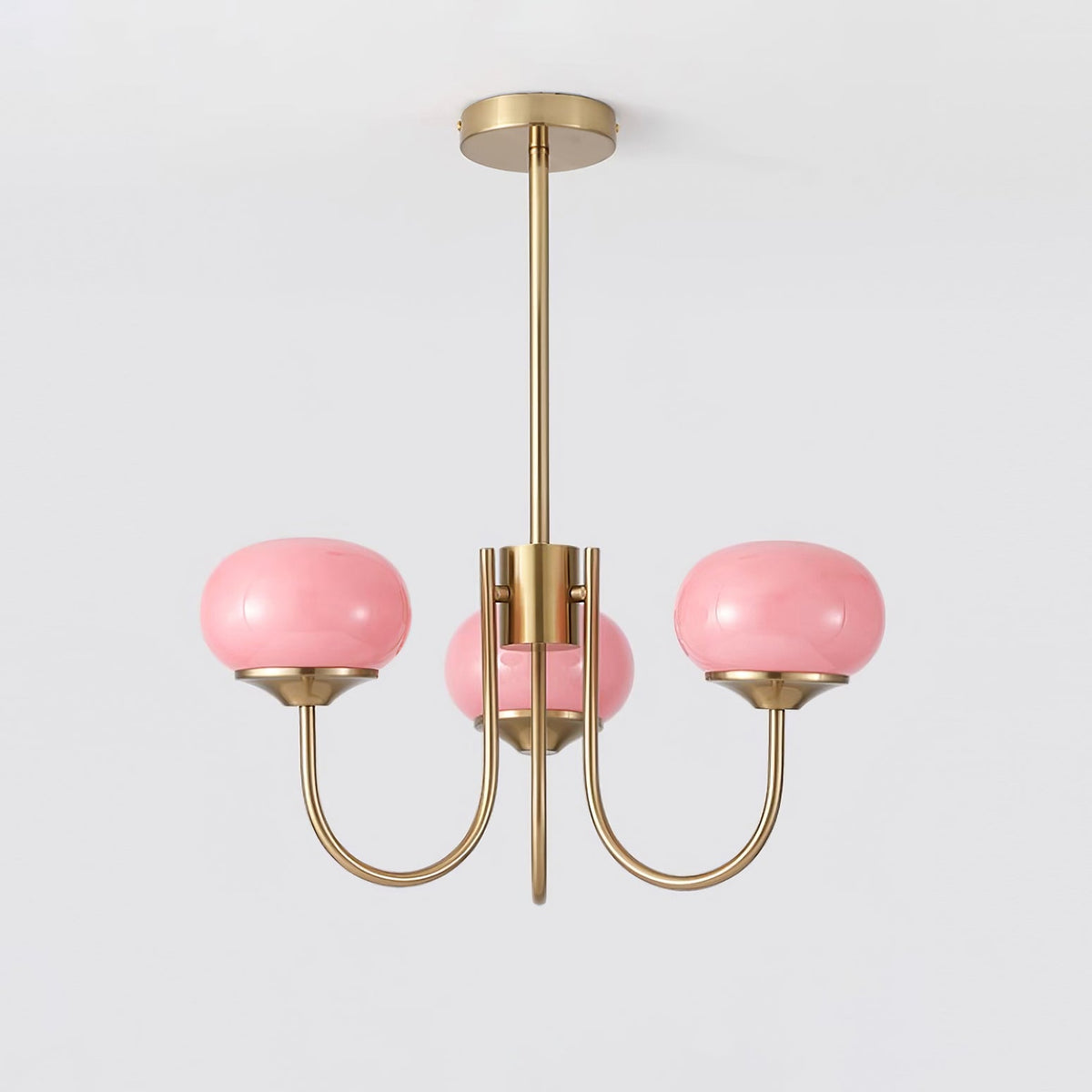 Velenian Kroonluchter met Roze Glazen Bolletjes Goud