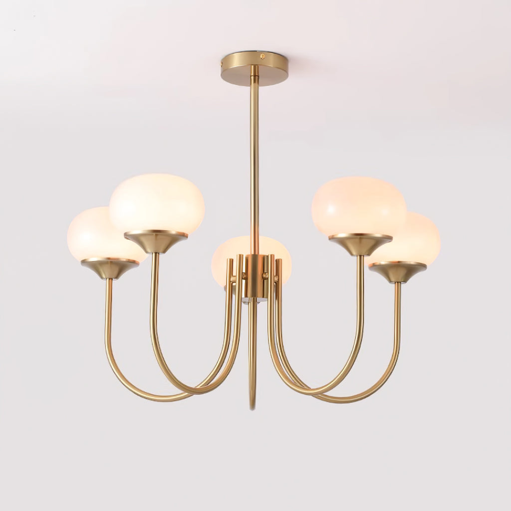 Velenian Kroonluchter met Roze Glazen Bolletjes Goud