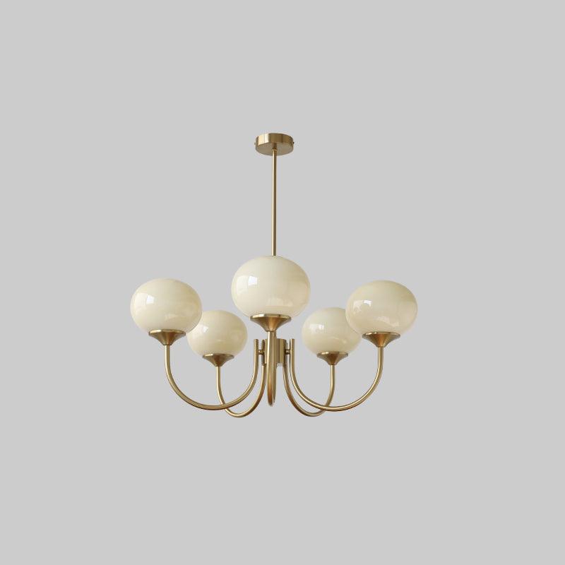 Velenian Kroonluchter met Roze Glazen Bolletjes Goud