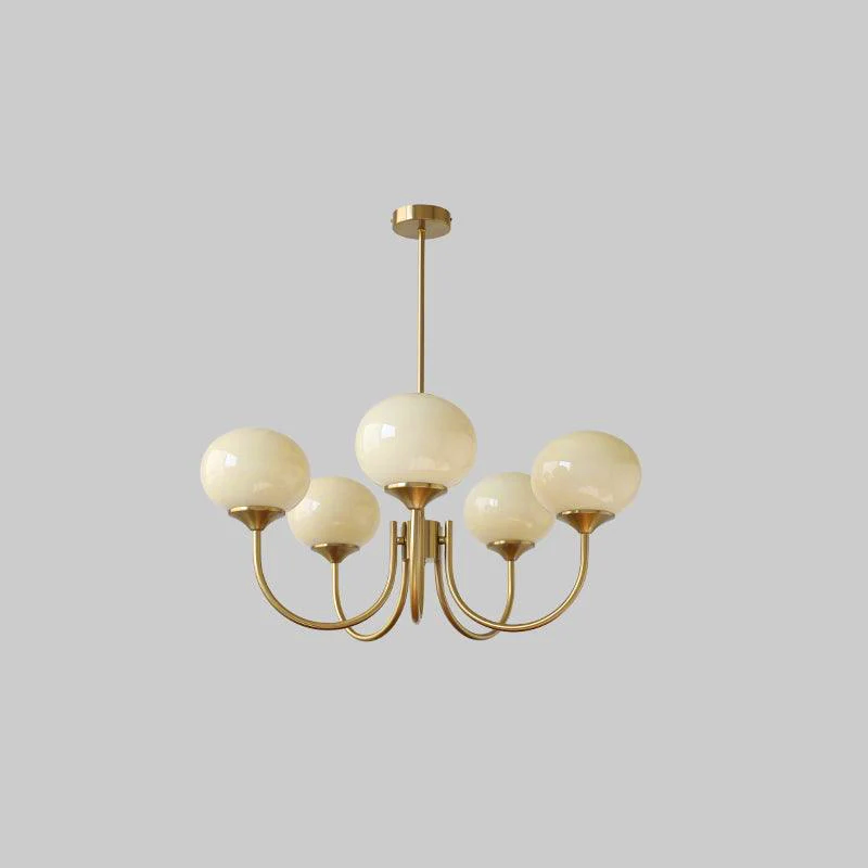 Velenian Kroonluchter met Roze Glazen Bolletjes Goud