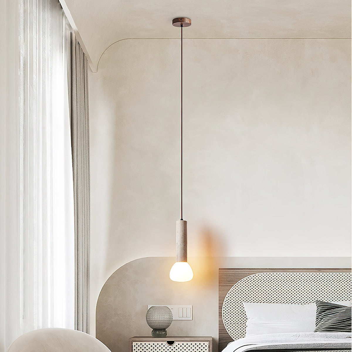 Beia Minimalistische hanglamp van geel travertin