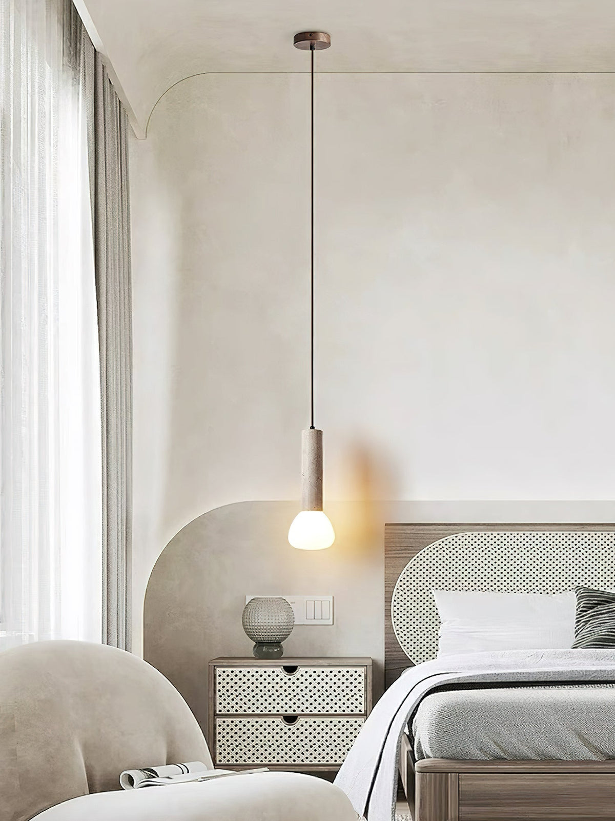 Beia Minimalistische hanglamp van geel travertin