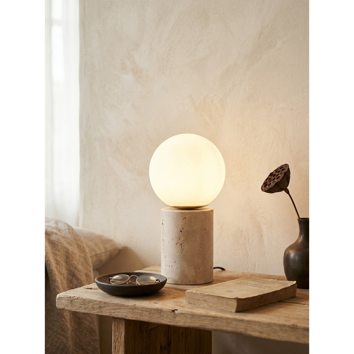 Norinise travertin tafellamp Beige