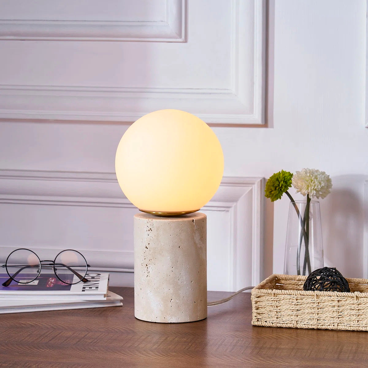 Norinise travertin tafellamp Beige