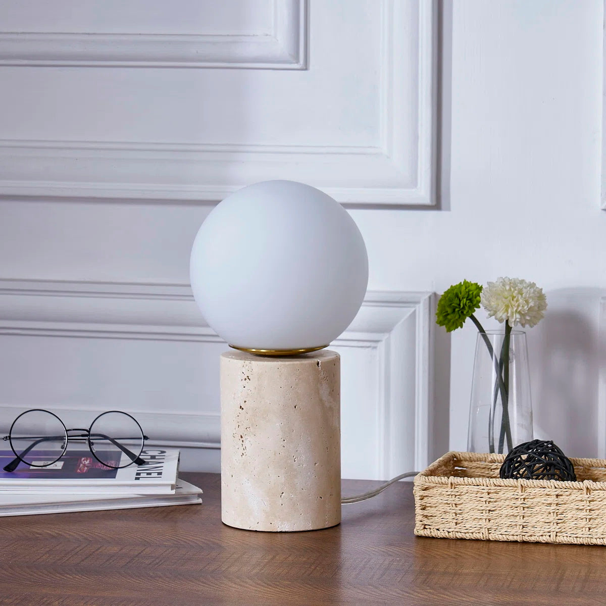 Norinise travertin tafellamp Beige