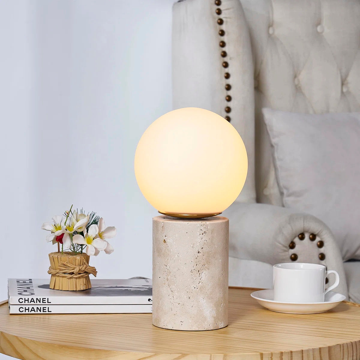 Norinise travertin tafellamp Beige