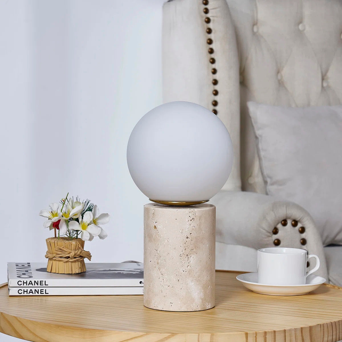 Norinise travertin tafellamp Beige
