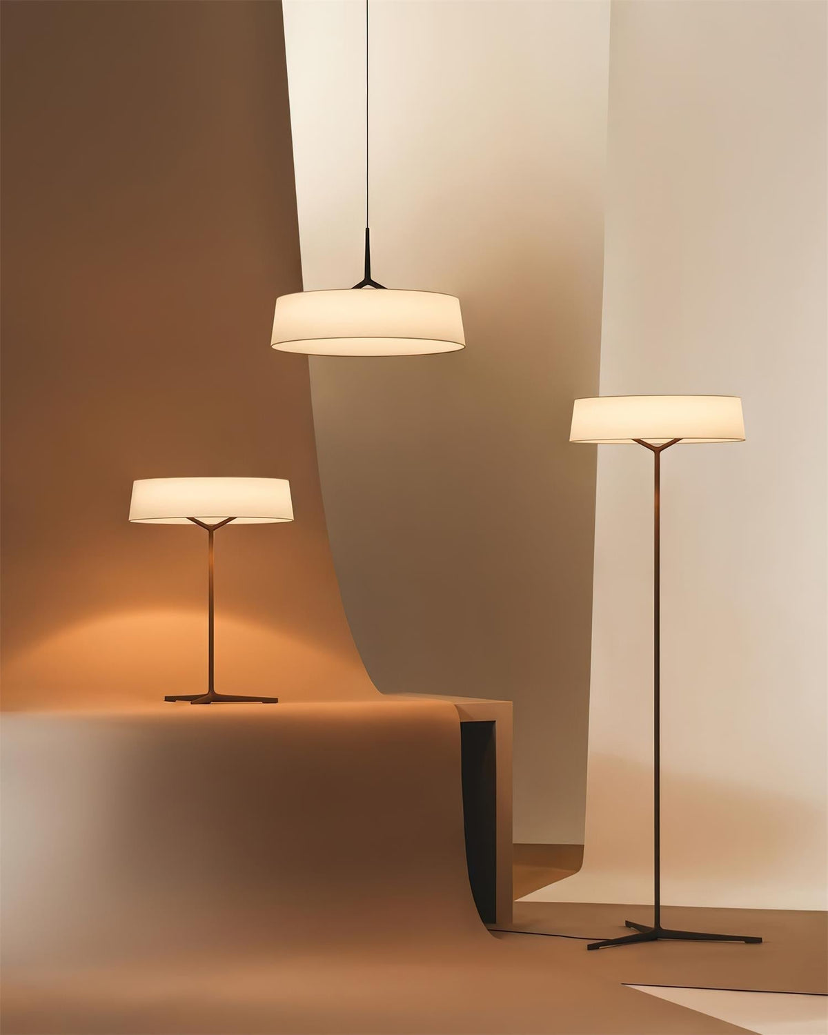Liora hanglamp witte stof trommel zwart minimalistisch