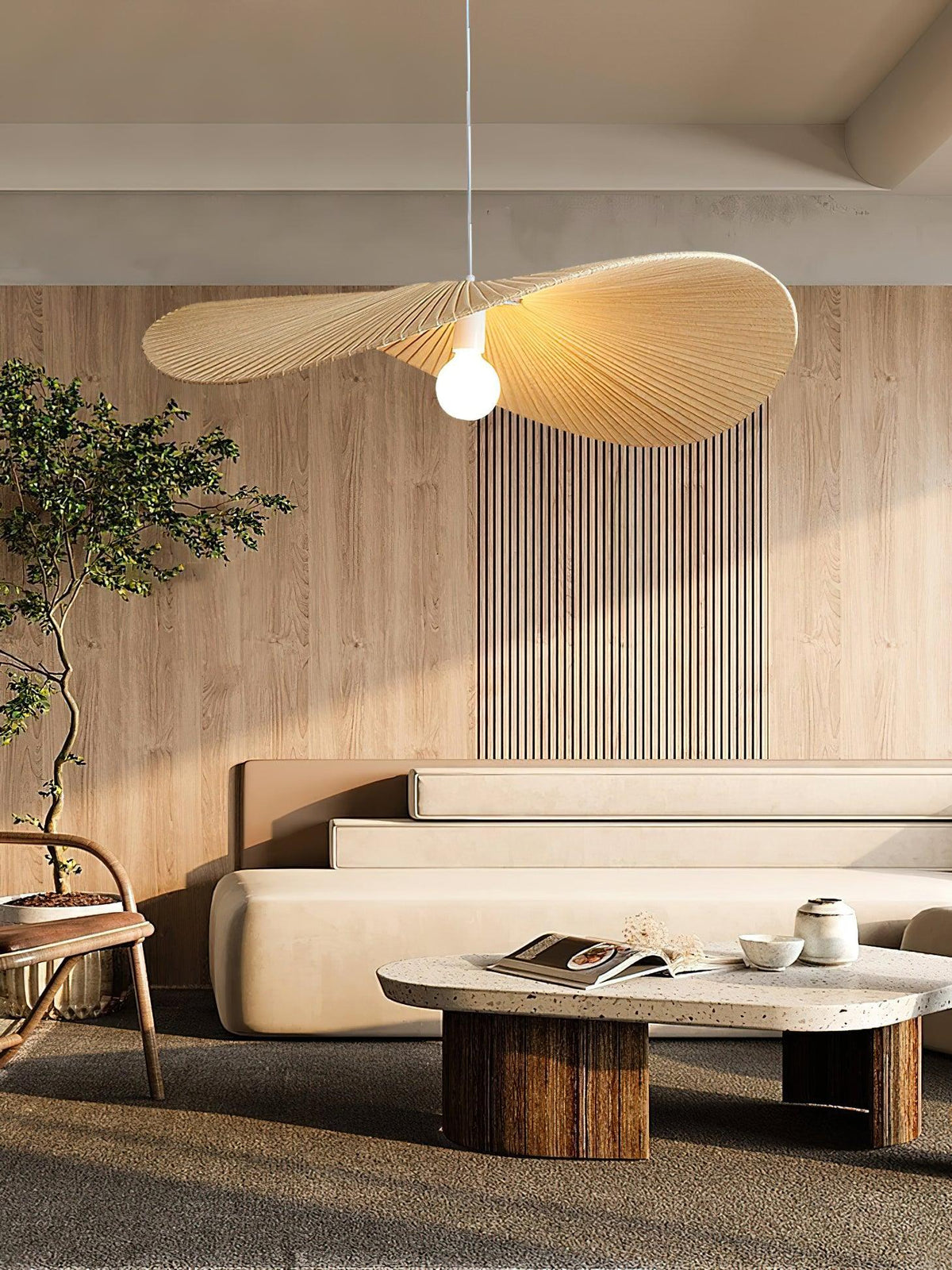 Cedrin hanglamp Wave Natuurlijk