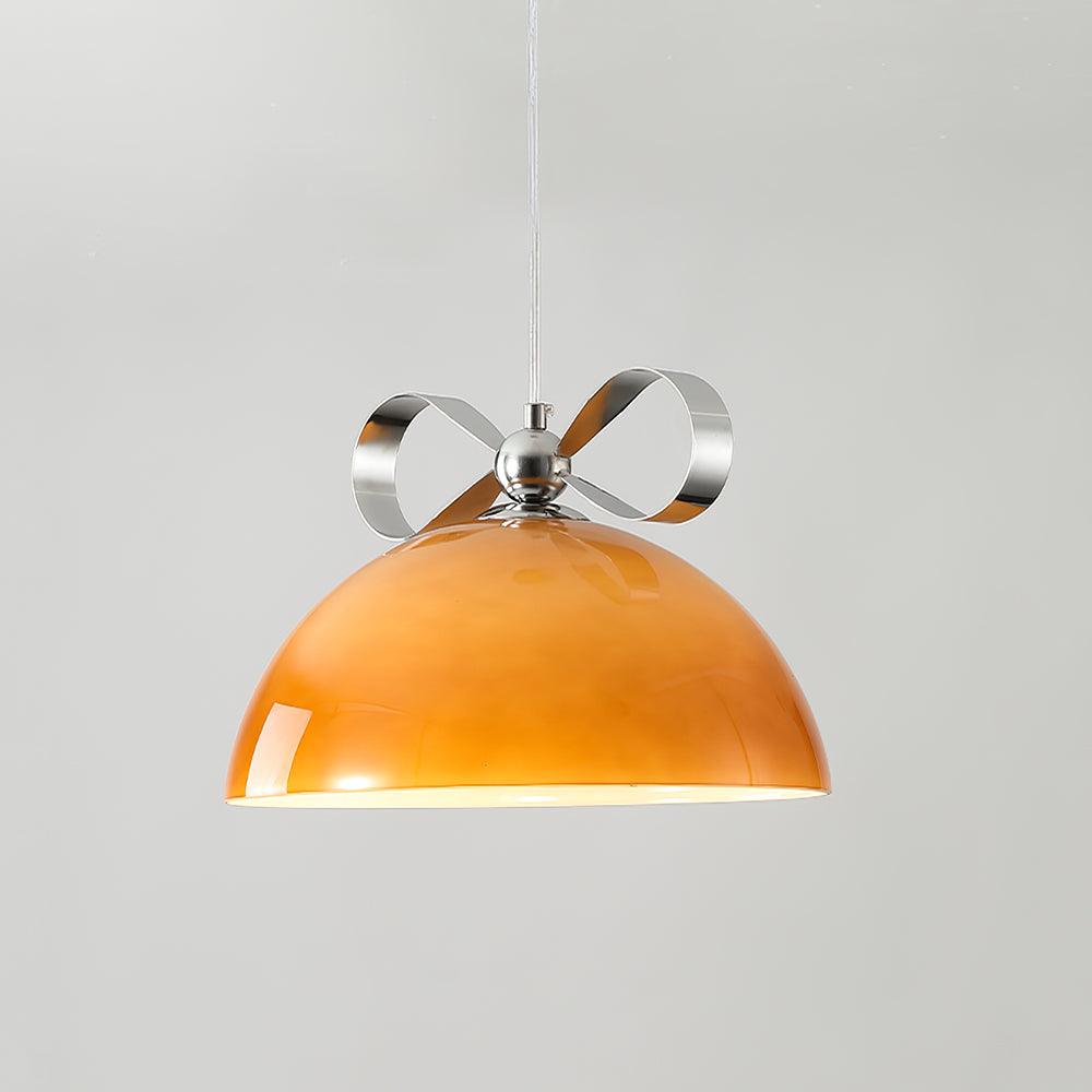 Celirina hanglamp glazen koepel amber voor eetkamer