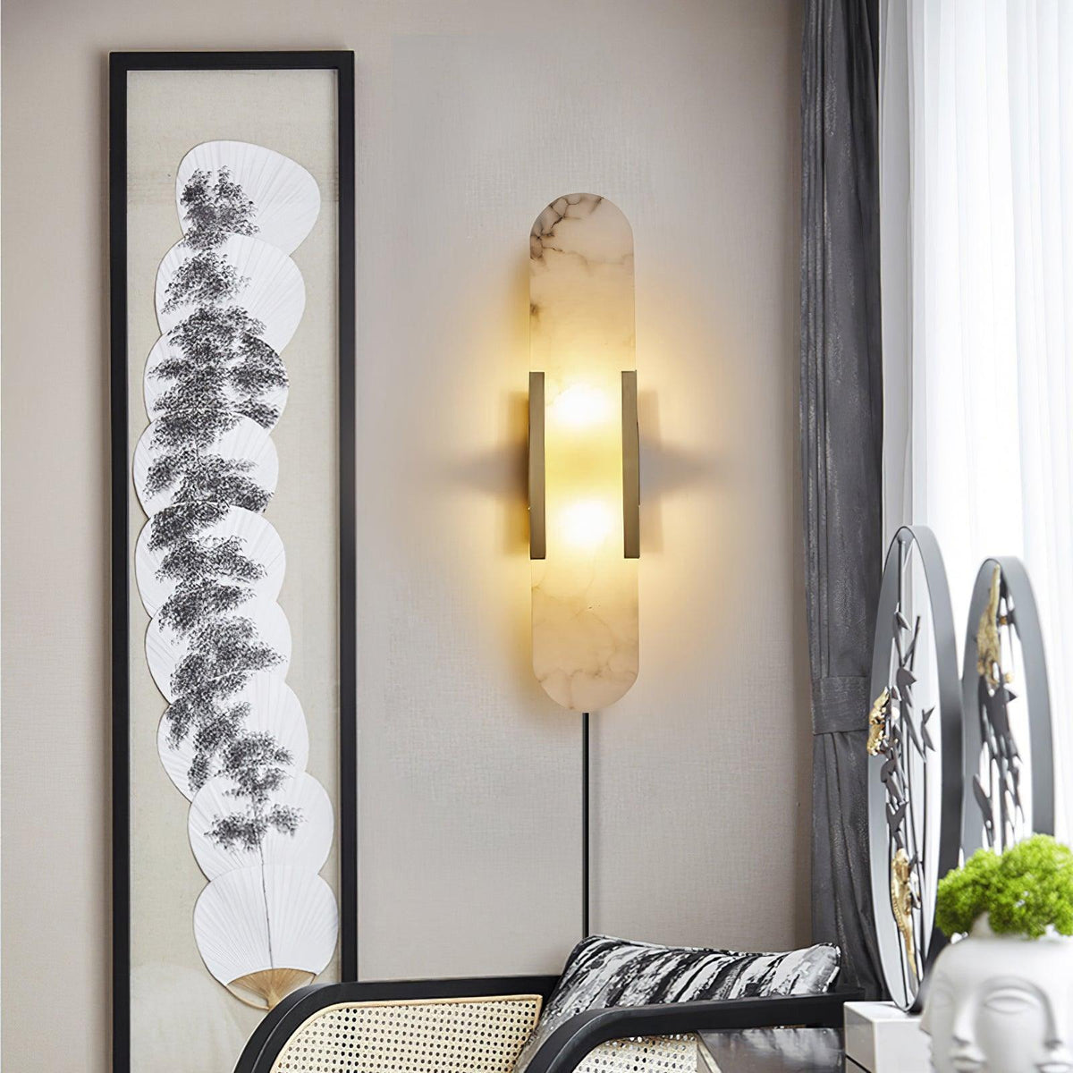 Bano Oblong albasten wandlamp met stekker