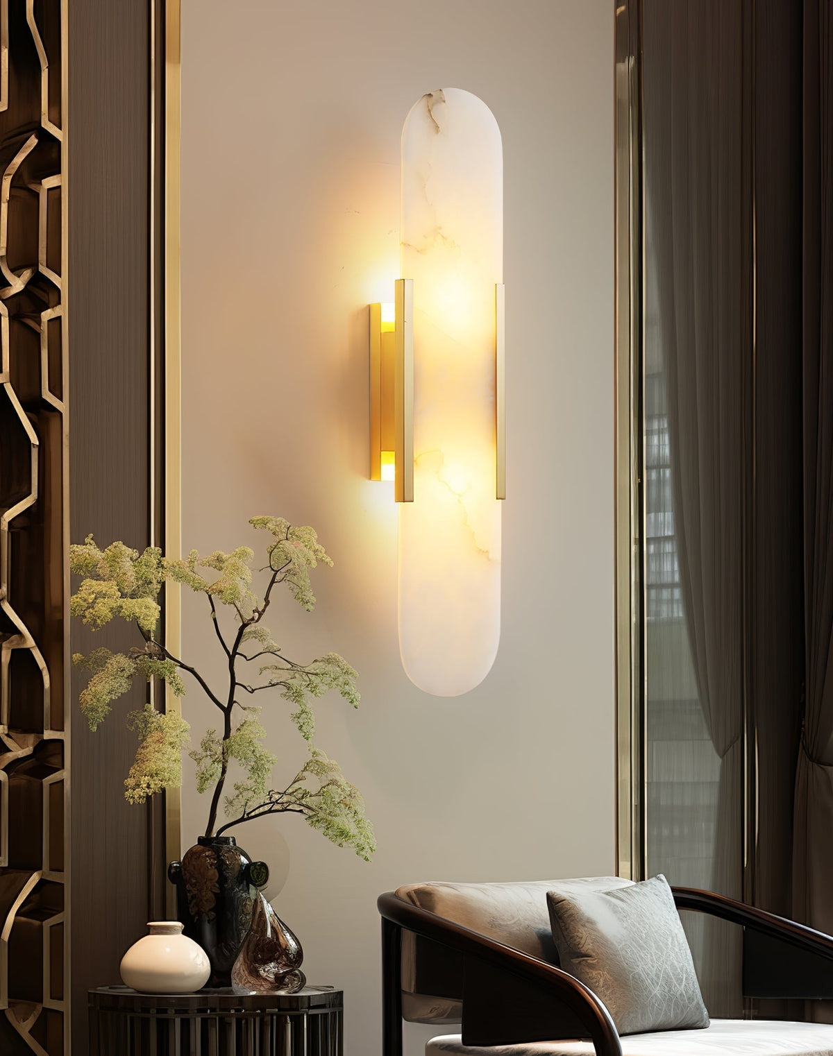 Bano Oblong albasten wandlamp met stekker
