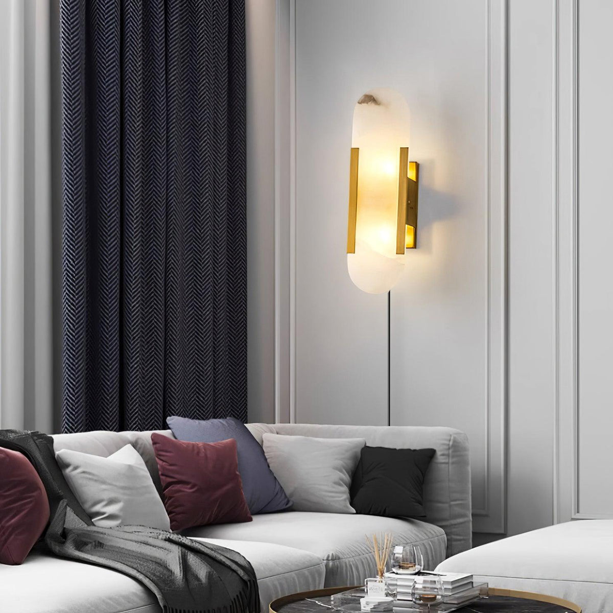 Bano Oblong albasten wandlamp met stekker