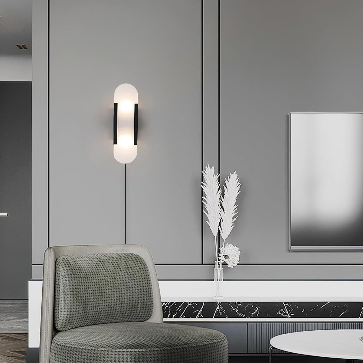 Bano Oblong albasten wandlamp met stekker