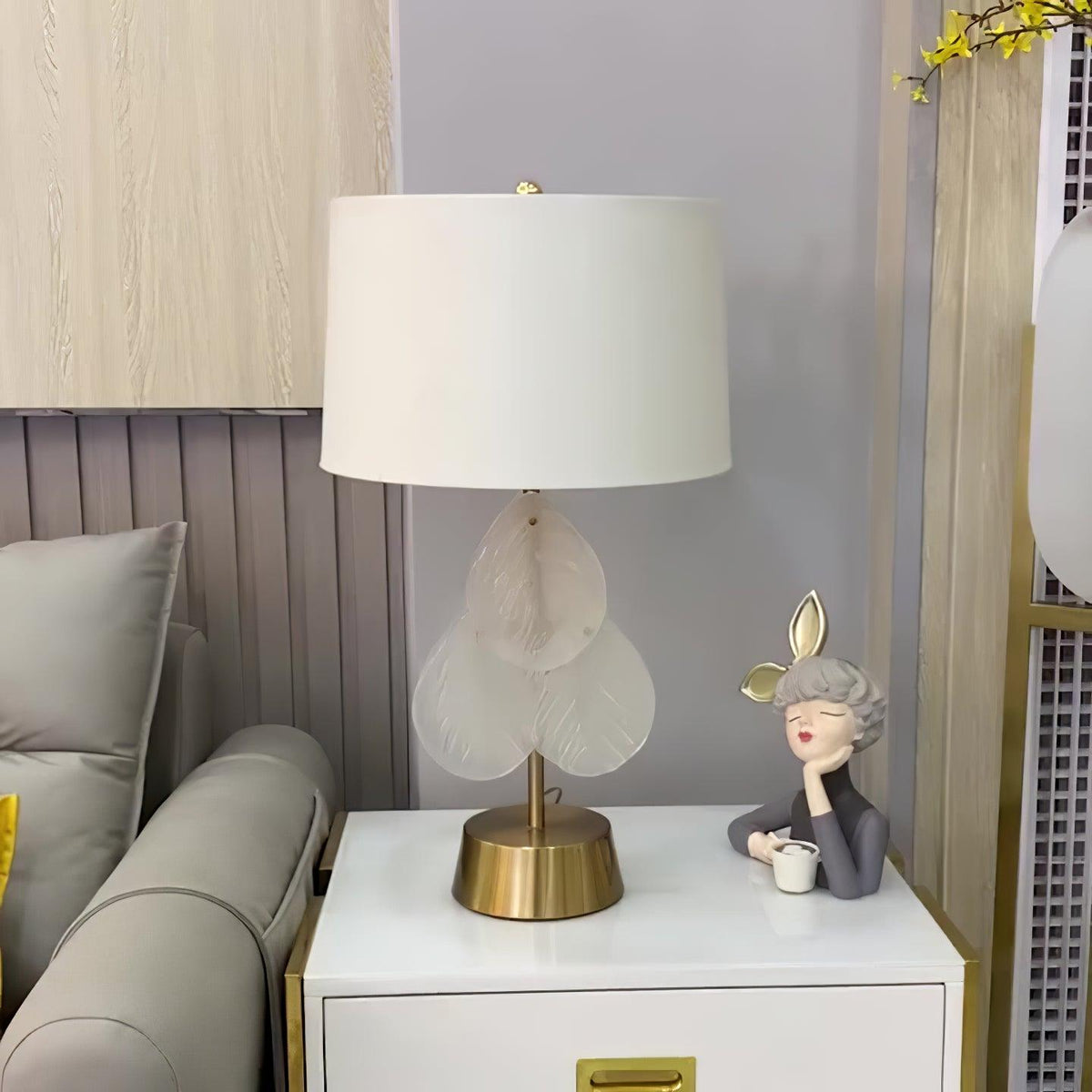 Velivaine elegante tafellamp van glas in goudkleurige afwerking