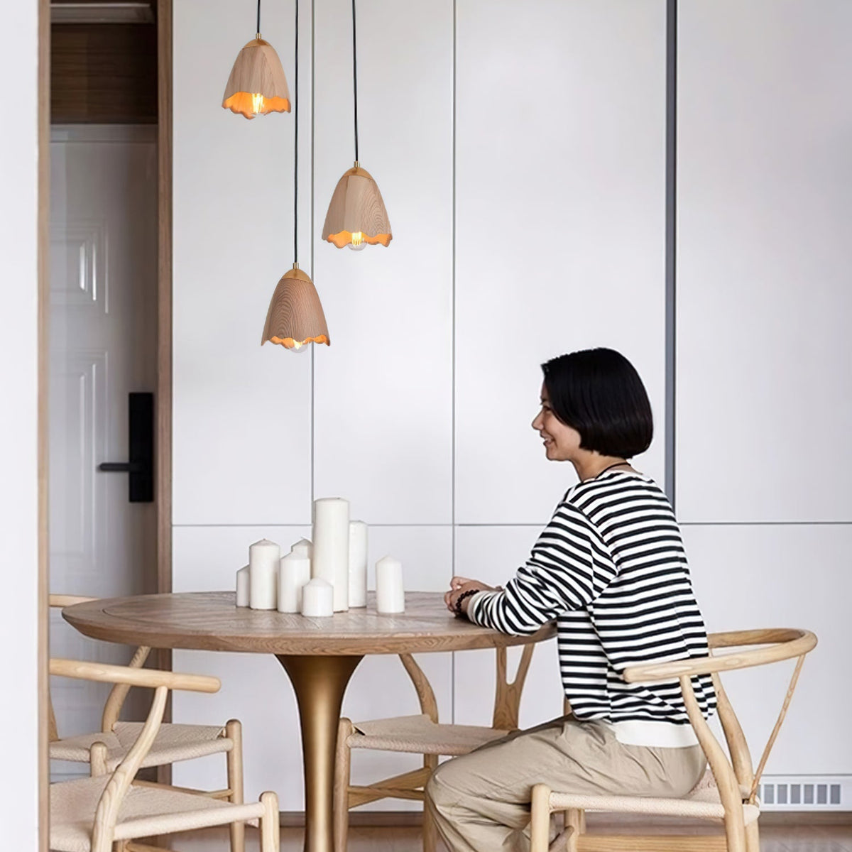 Sartin moderne minimalistische hanglamp van walnoothout