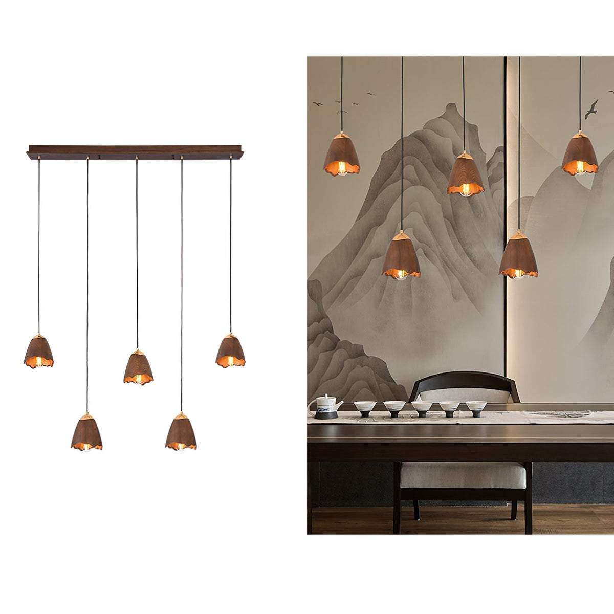 Sartin moderne minimalistische hanglamp van walnoothout