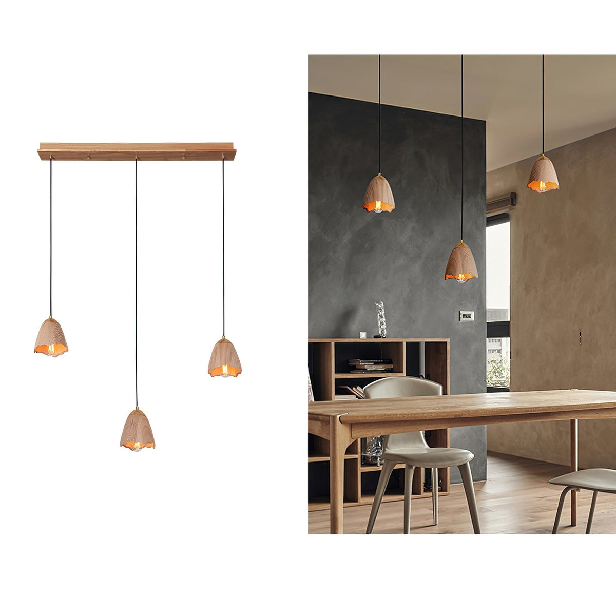 Sartin moderne minimalistische hanglamp van walnoothout