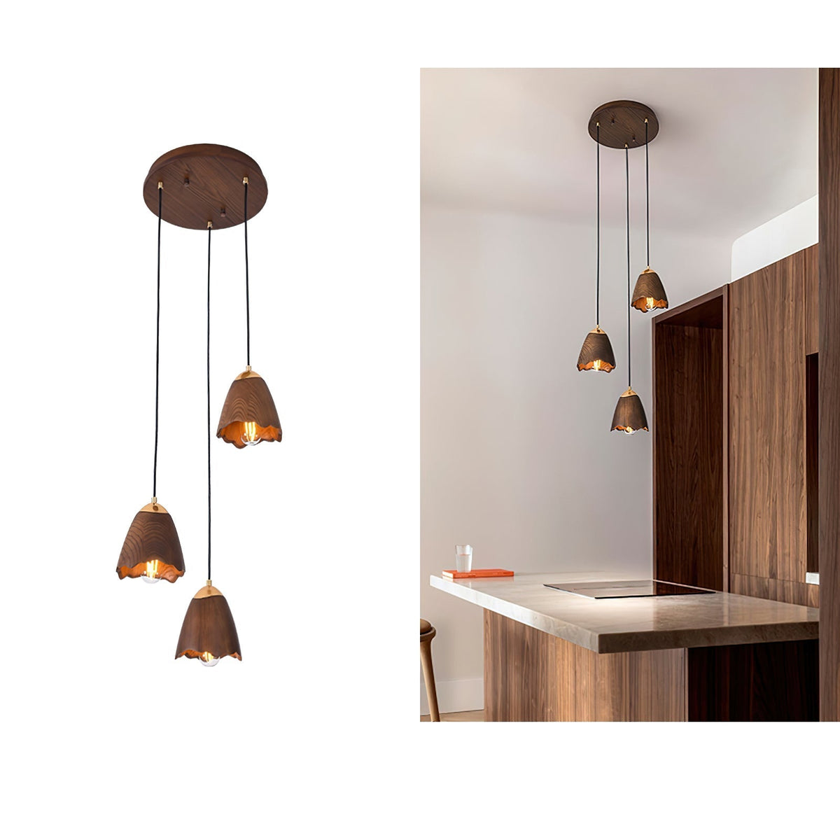 Sartin moderne minimalistische hanglamp van walnoothout