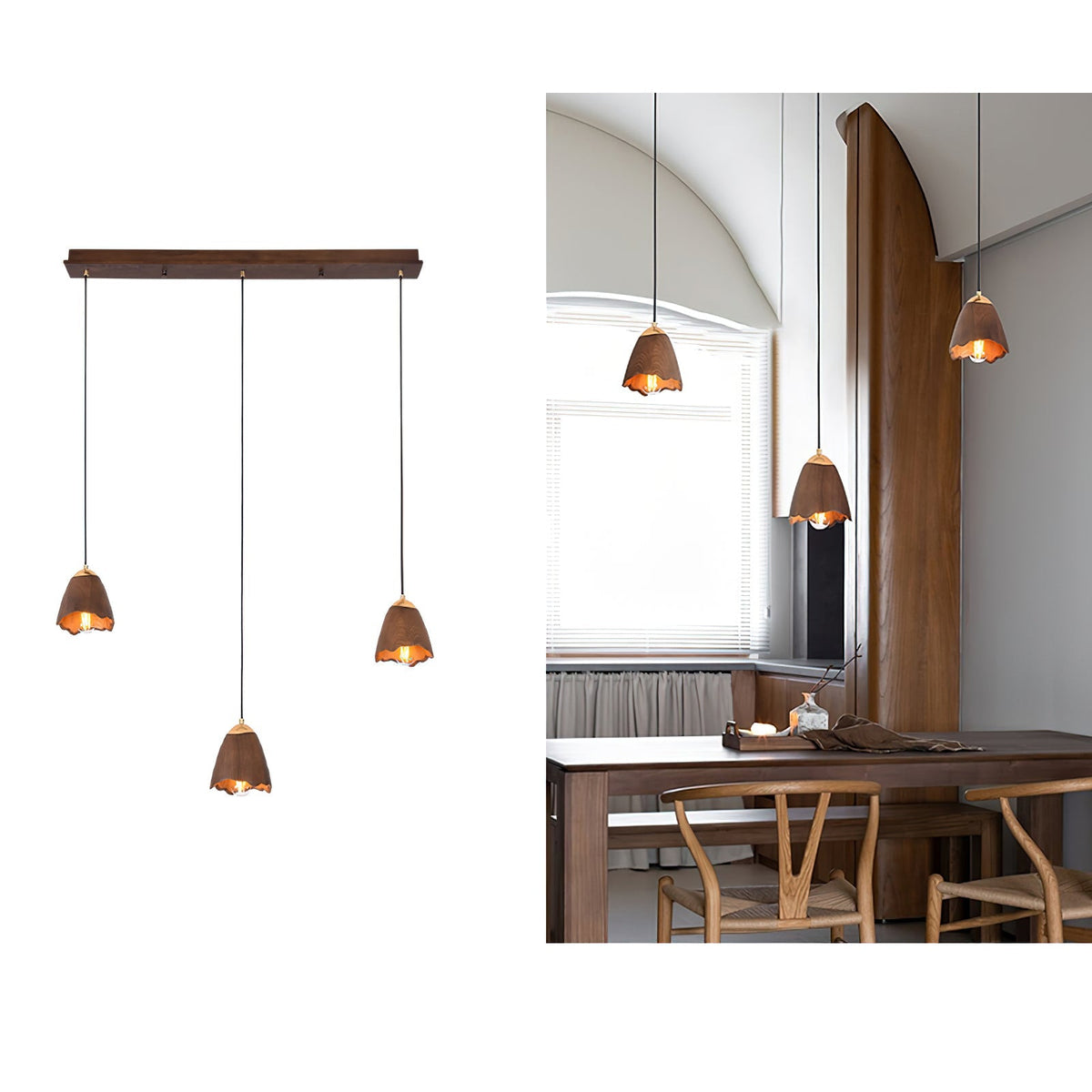 Sartin moderne minimalistische hanglamp van walnoothout