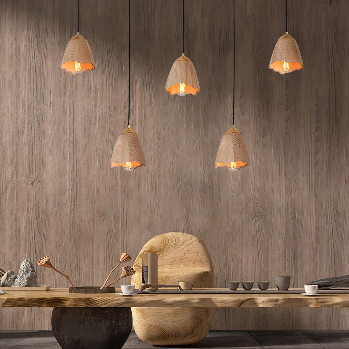 Sartin moderne minimalistische hanglamp van walnoothout