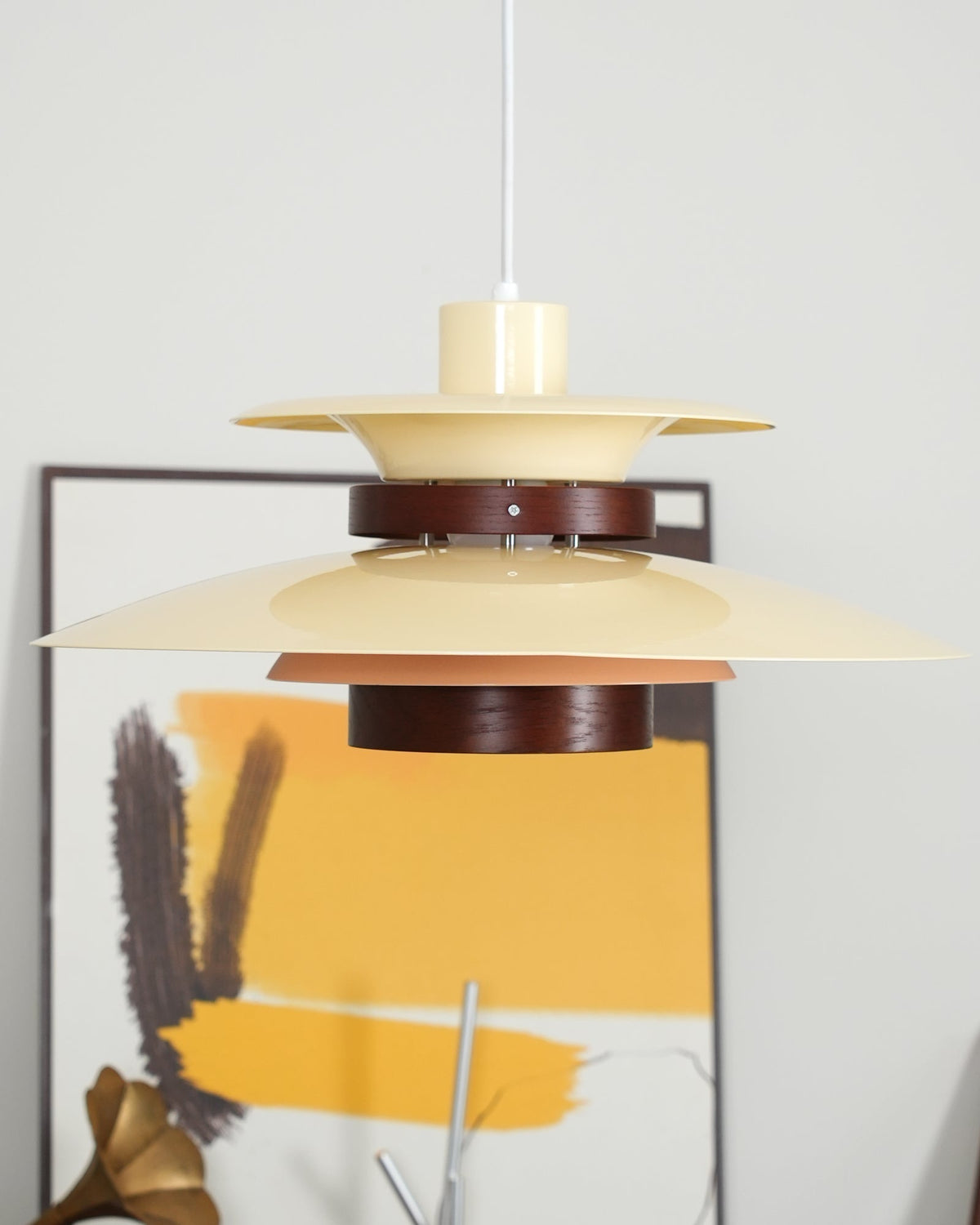 Sylelenne hanglamp van hout en staal