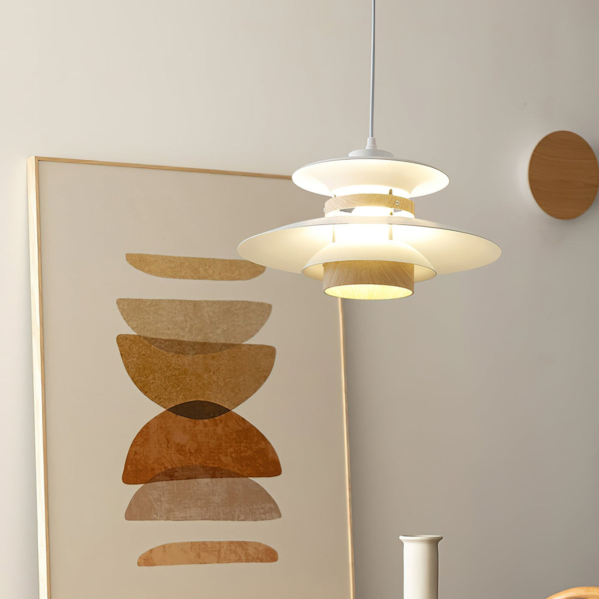 Sylelenne hanglamp van hout en staal