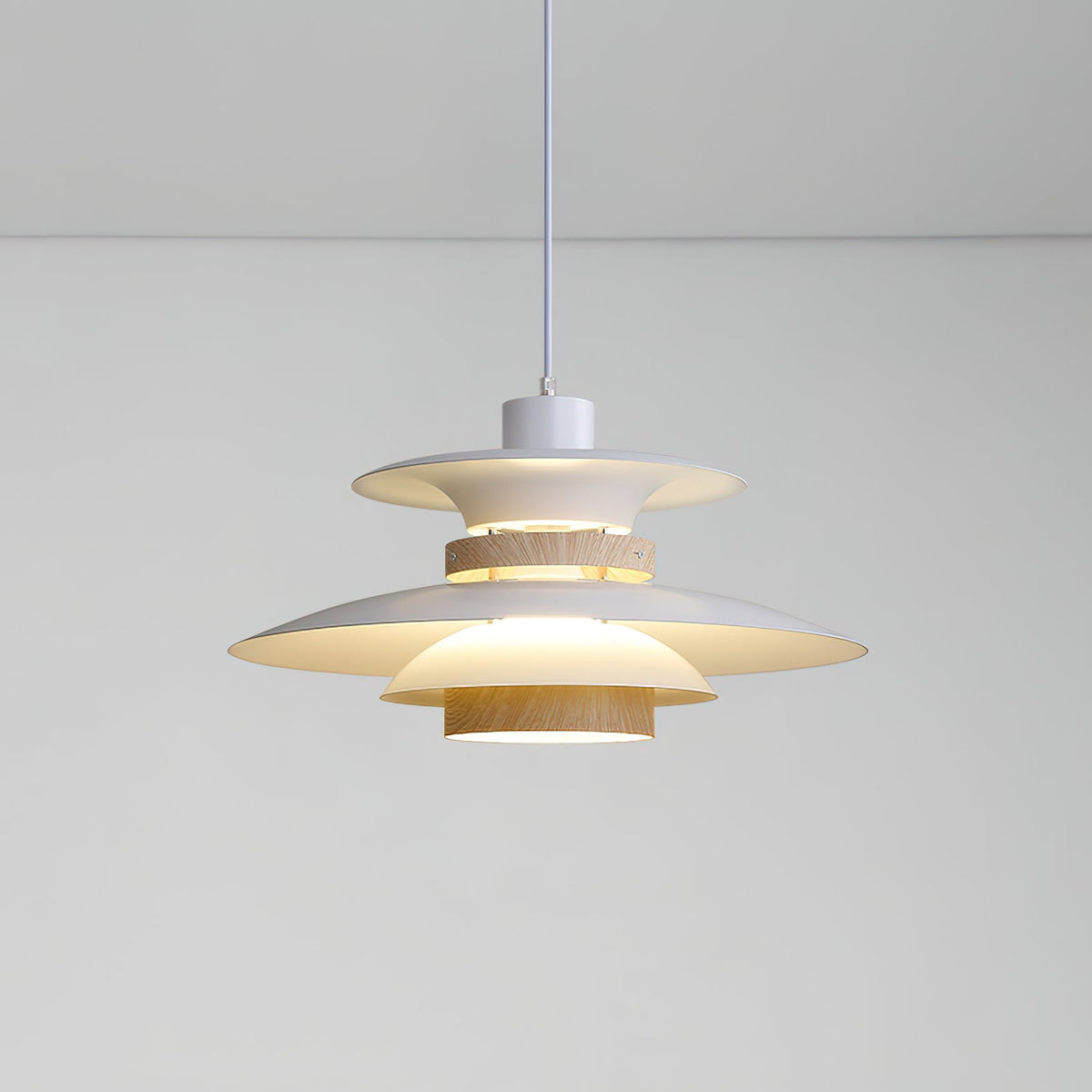 Sylelenne hanglamp van hout en staal
