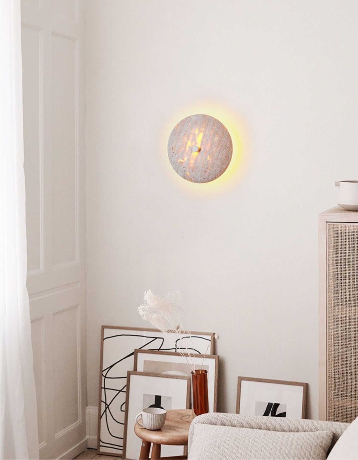 Serineria wandlamp met Beige travertin