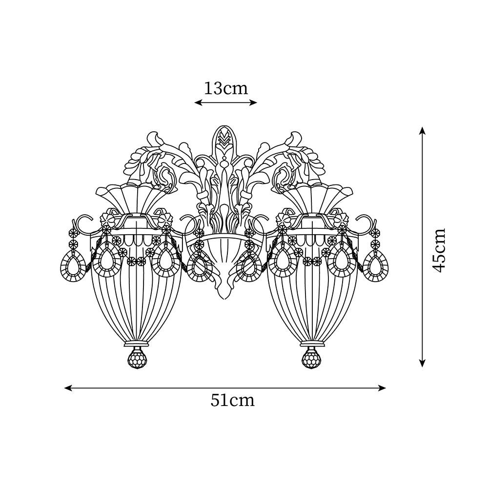 Vireon wandlamp goudkleurige afwerking dubbele wandlamp modern