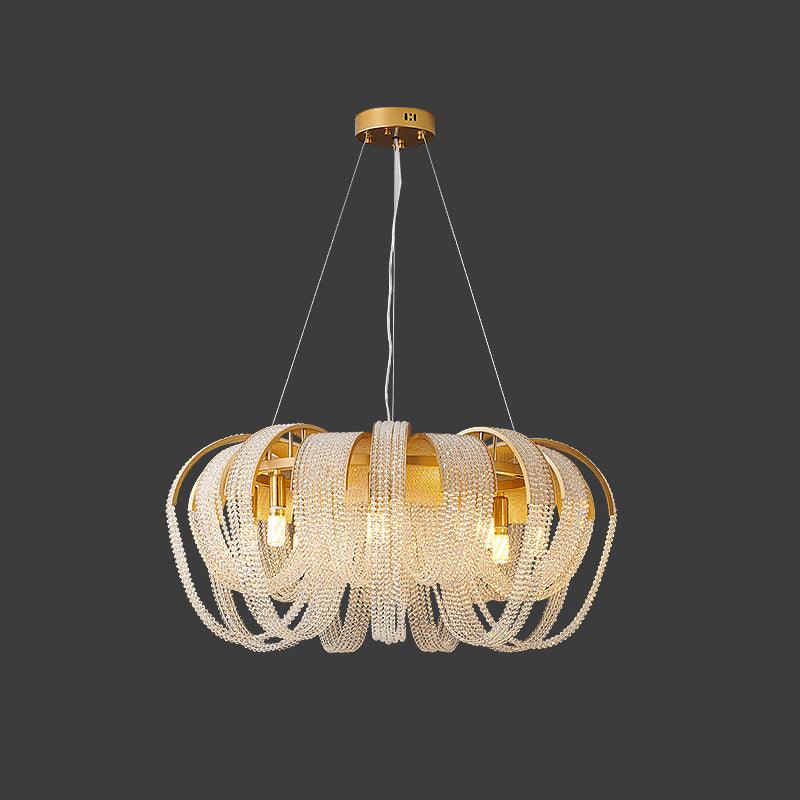 Siv kroonluchter met mesh kristal en gouden waterval-effect