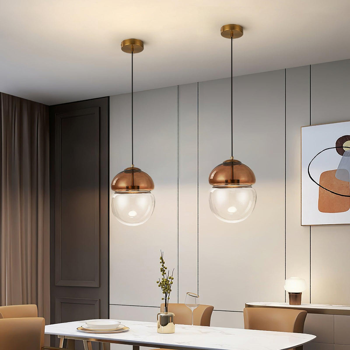 Aged Moderne minimalistische hanglamp met glazen koepel